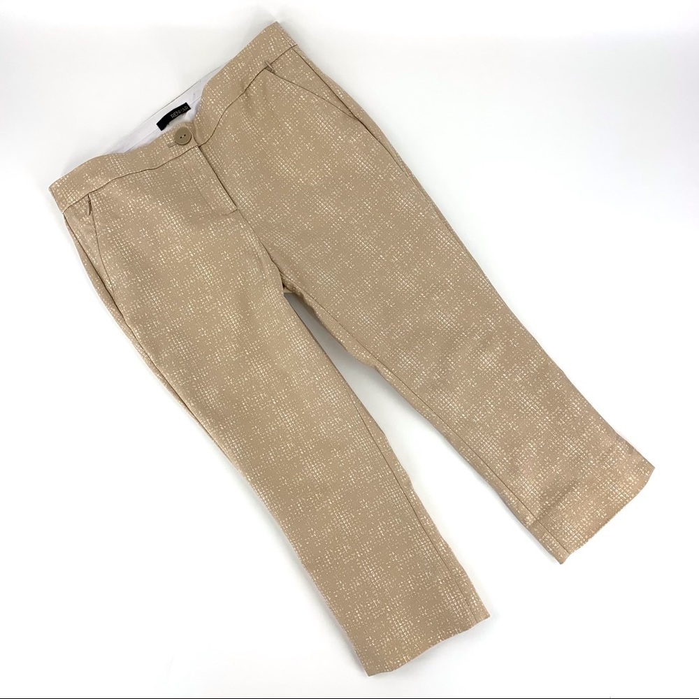 Renuar Beige and White Cropped Dress Pants, 2